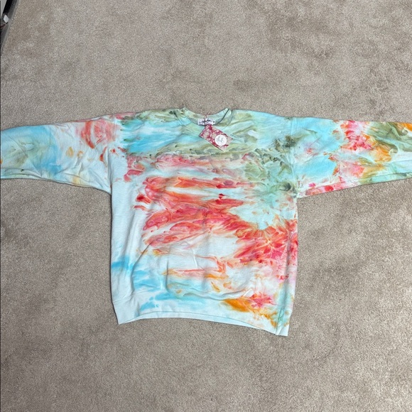 Anna Joyce Tops - Sea Multicolor Ice-Dye Long Sleeve Sweatshirt